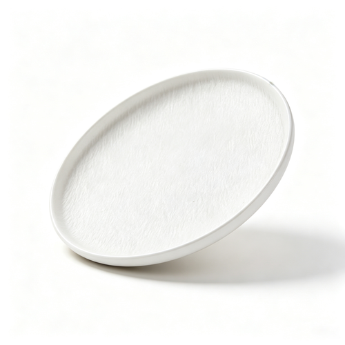 8-Inch White Ceramic Stone-Textured Pizza Plate