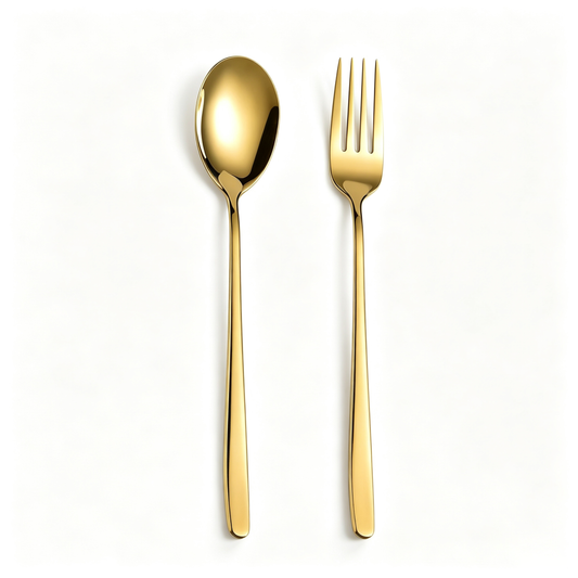 Stainless Steel Gold Cutlery Set (Medium Spoon &amp; Fork)