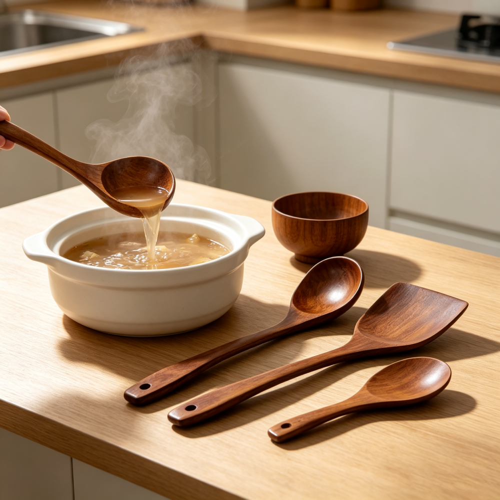4-Piece Natural Wooden Kitchen Utensil Set